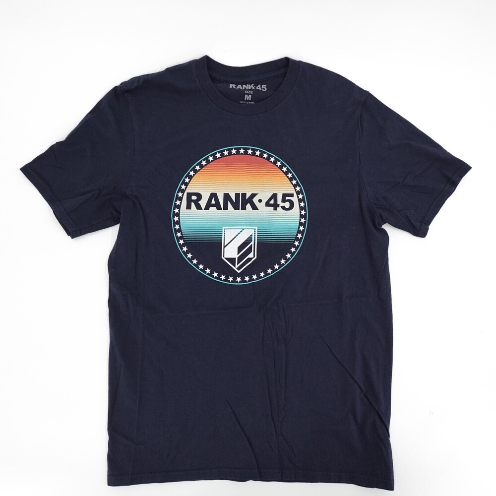 Rank 45 Shirt Mens Medium Blue Sunset Graphic Tee Casual Western